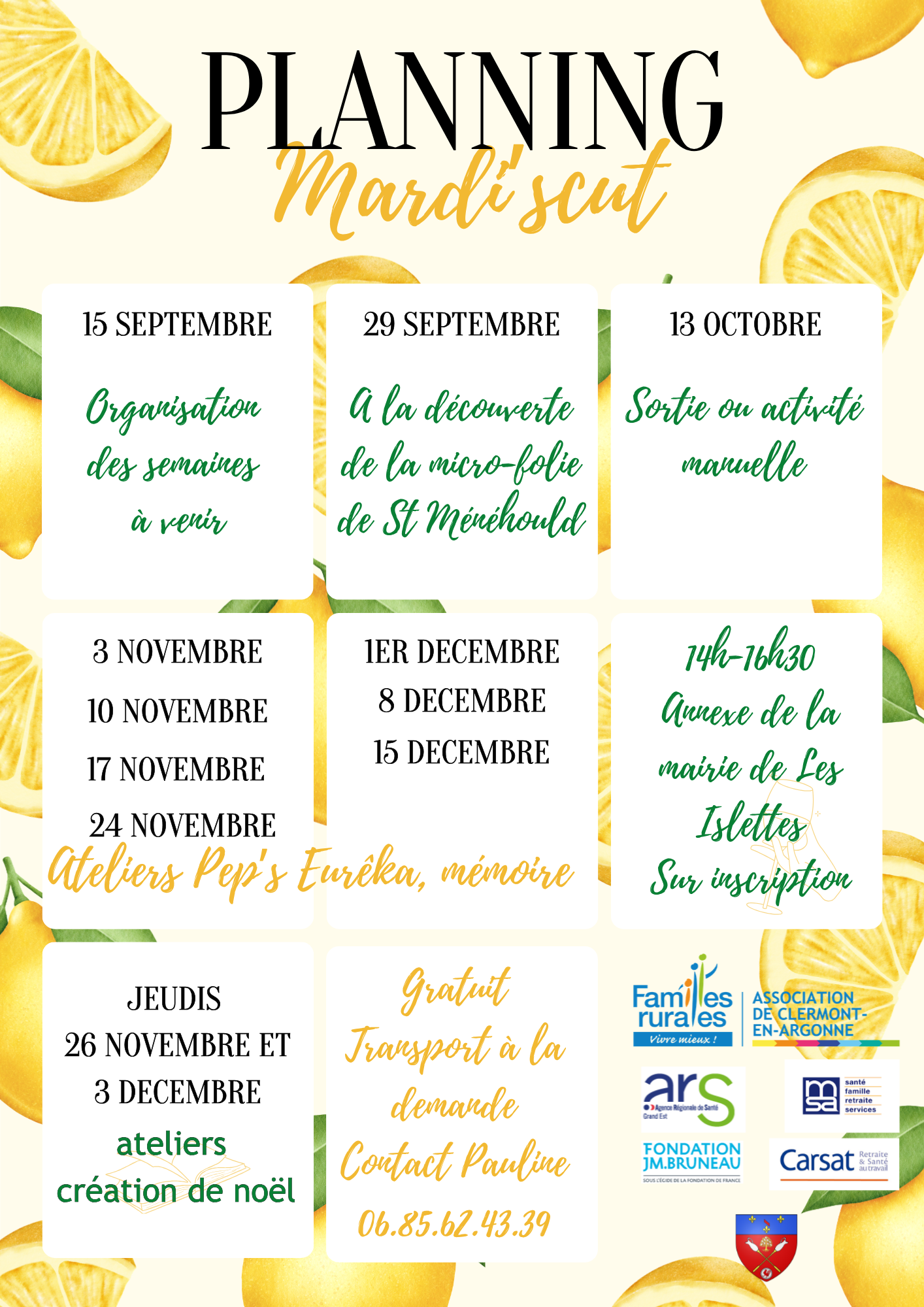 Planning mardi'scut sept-décembre