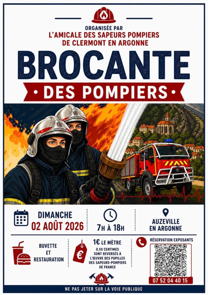 Affiche brocante pompiers 2026